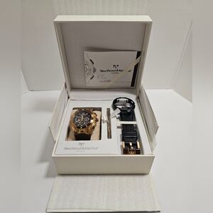 TechnoMarine Cruise Original Star 110044 Gold Tone Chronograph Watch Set - Ex S